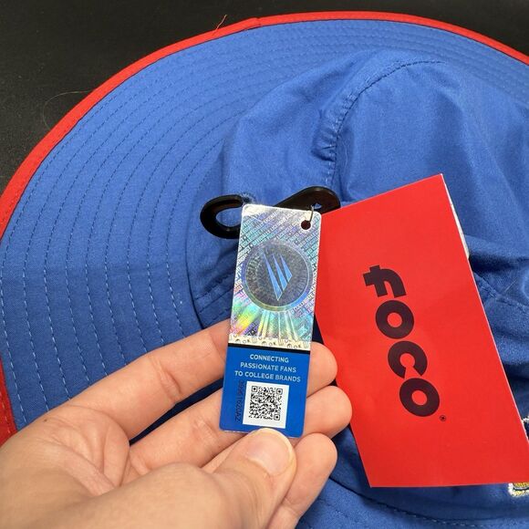 New FOCO KU Jayhawks Bucket Hat Drawstring Blue Solid Large - Picture 3 of 7